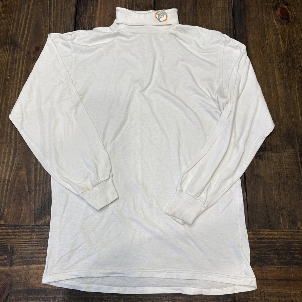 Men's 1980s Majestic Miami Dolphins Mock Neck Long Sleeve Shirt, Made In USA‎